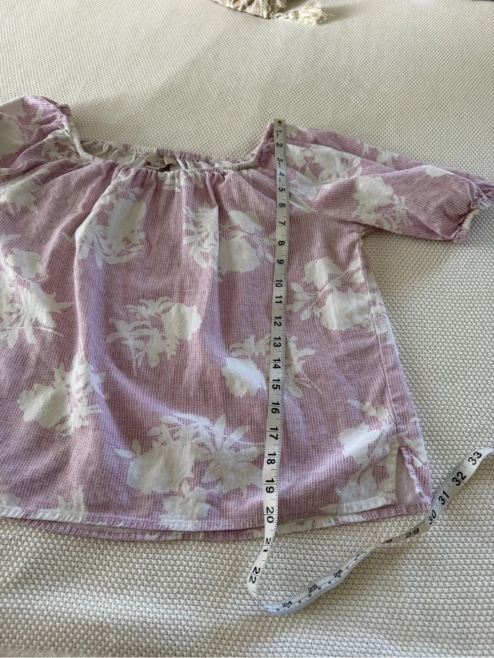 LOFT Outlet XSP Dusty Mauve Floral Linen Blend Off Shoulder Blouse